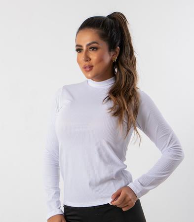 Blusa Canelada Manga Longa Feminina Gola Alta - blees Imagem de Blusa Canelada Manga Longa Feminina Gola Alta