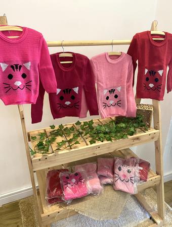 Imagem de Blusa Casaco Infantil Menina Lã Tricot Quente Frio Inverno