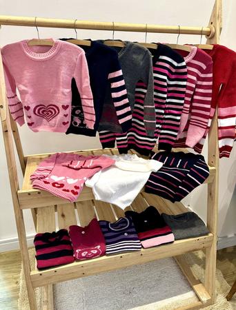 Imagem de Blusa Casaco Infantil Menina Lã Tricot Quente Frio Inverno