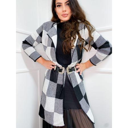Imagem de Blusa casaco kimono tricôt xadrez quadriculado moda feminina