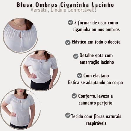 Imagem de Blusa Ciganinha Ombro a Ombro Amarração Várias Formas de Usar Versátil