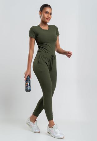 Imagem de Blusa Comfy Básica Manga Curta Malha Canelada Verde Salvatore Fashion