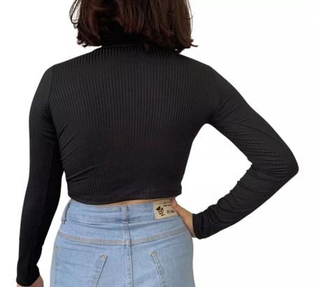 Imagem de Blusa cropped canelado manga longa gola alta feminina moda