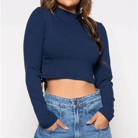 Imagem de Blusa cropped canelado manga longa gola alta feminino