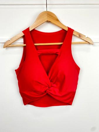 Imagem de Blusa Cropped cavado poliéster nozinho infinito faixa no decote feminino com bojo tendencia