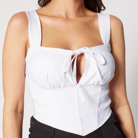 Blusa Cropped Coset com Laço na Frente Branco - Sal do Mar - Blusas  Femininas - Magazine Luiza