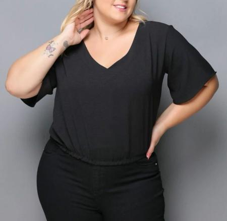 Imagem de Blusa Cropped feminina plus size gola v manga curta fluida moda fashion