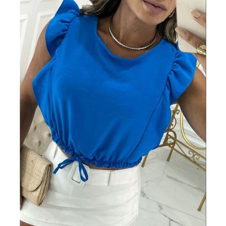 Blusa cropped feminino duna cavada babado elástico e lacinho na cintura  elegante - Filó Modas - Blusas Femininas - Magazine Luiza