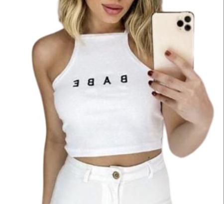 Imagem de Blusa cropped feminino top blusinha babe moda estilo