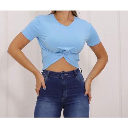 Imagem de Blusa cropped feminino viscolycra manga curta nózinho tendência