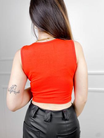 Imagem de Blusa Cropped viscolycra recorte x lateral gringa feminina elegante