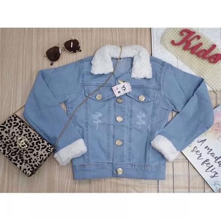 Blusa jeans sales com pelinho
