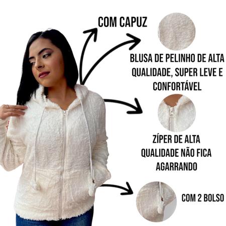 Imagem de Blusa De Frio Feminina Pelinho Casaco Felpudo Insta Top Luxo