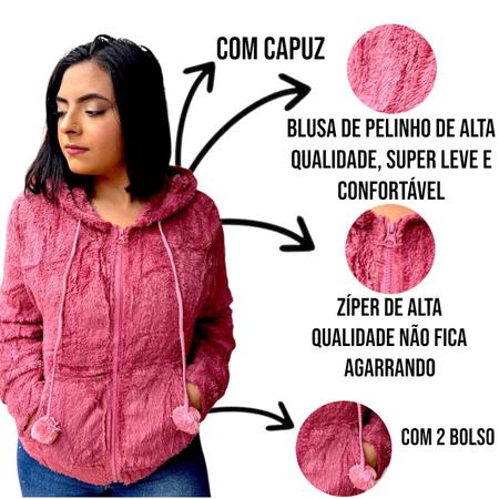 Imagem de Blusa De Frio Feminina Pelinho Casaco Felpudo Insta Top Luxo