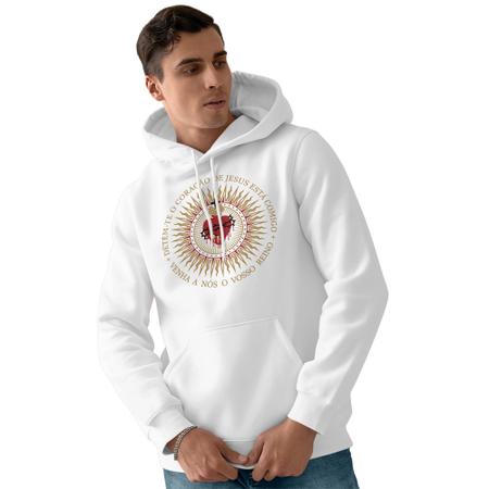 Blusa de Frio Masculina Moletom Canguru com Capuz Sagrado