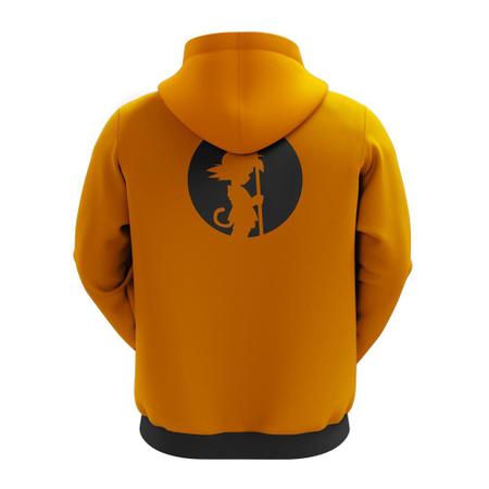 Blusa de Frio Moletom Full Goku Criança Desenho Anime com Capuz