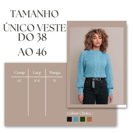 Imagem de Blusa de Frio Tricot Gola Alta Luxo Trança Blogueira Mulher Quentinha Confortável Leve Colorida Elegante Moda