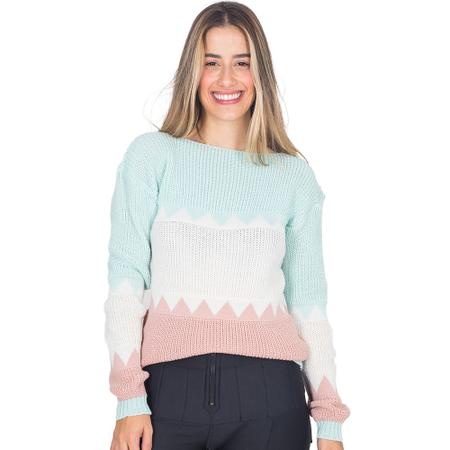 Blusa De L Feminina Tric Gola Canoa Colorida Manga Longa