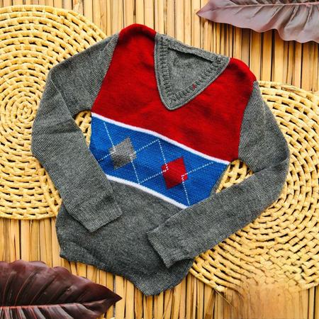 Blusa de la sueter tipo colegial gola em v menino infantil inverno lancamento FGTRICOT Sueter Masculino Magazine Luiza
