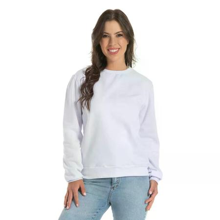 Blusa de Moletom Careca Feminino Básico Liso sem Capuz - Loja Mirante Imagem de Blusa de Moletom Careca Feminino Básico Liso sem Capuz