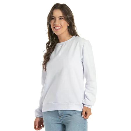 Blusa de Moletom Careca Feminino Básico Liso sem Capuz - Loja Mirante Imagem de Blusa de Moletom Careca Feminino Básico Liso sem Capuz