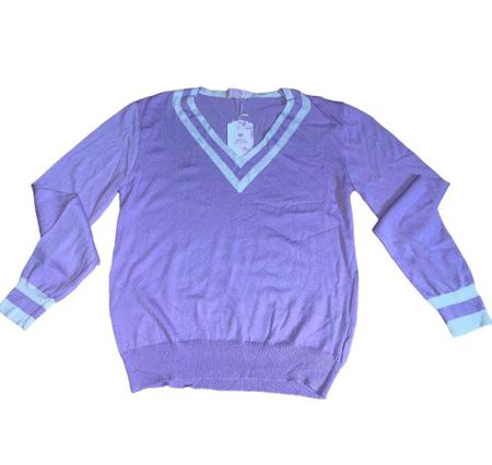 Imagem de Blusa De Tricô Feminina Básica Gola V Tricot Inverno Frio