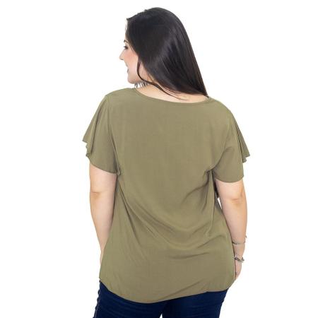 Imagem de Blusa Detalhe Frontal Plus Size Feminina Lecimar Verde