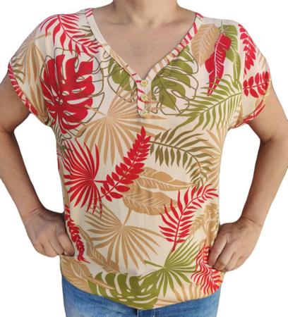 Imagem de Blusa estampada feminina moda evangélica kit c/3 sku:bv20