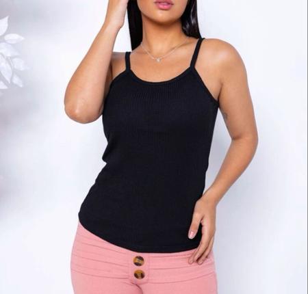 Imagem de Blusa feminina alça fina canelado com bojo fashion