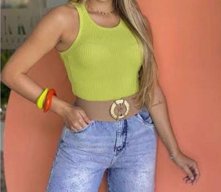 Imagem de Blusa feminina canelada nadadora moda influencer