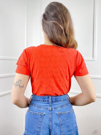 Imagem de Blusa feminina laise manga curta 3 babados modal moda elegante