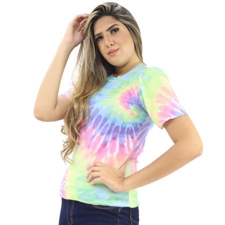 Blusa Feminina Manga Curta Tie Dye Tie Die La Tricot Verao Zafina Blusas Femininas Magazine Luiza
