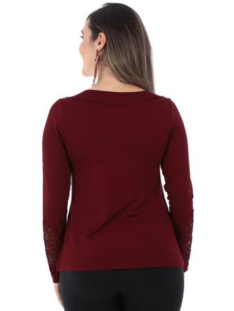 Blusa Feminina Manga Longa Com Bordado Guipir Visco Bordo - Anistia - Blusas  Femininas - Magazine Luiza