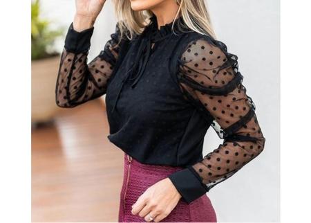 Em promoção! Moda Feminina Elegante Do Laço Emendados Manga Longa Laing  Blusa Primavera Tudo-jogo Trajeto Do Sexo Feminino De Cor Sólida Cachecol  Gola De Camisa