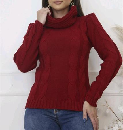 Blusa feminina manga longa ticôt gola alta tranças - Filo modas Imagem de Blusa feminina manga longa ticôt gola alta tranças