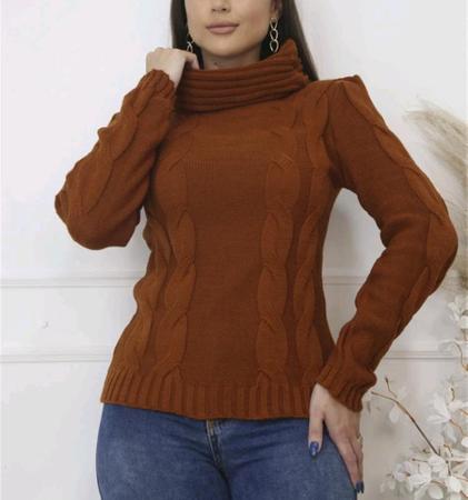 Blusa feminina manga longa ticôt gola alta tranças - Filo modas Imagem de Blusa feminina manga longa ticôt gola alta tranças