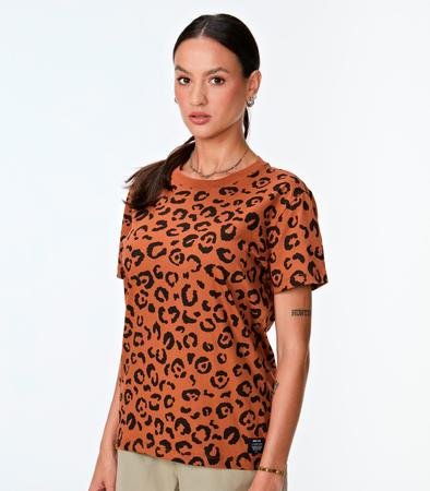 Imagem de Blusa Feminina Meia Malha Animal Print MMT Marrom