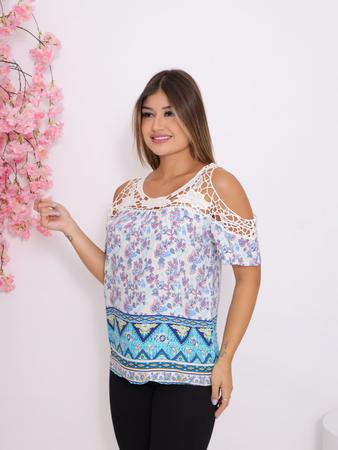 Imagem de Blusa Feminina Ombro a Ombro Ciganinha Com Alça em Renda Premium - Rosa empoeirado