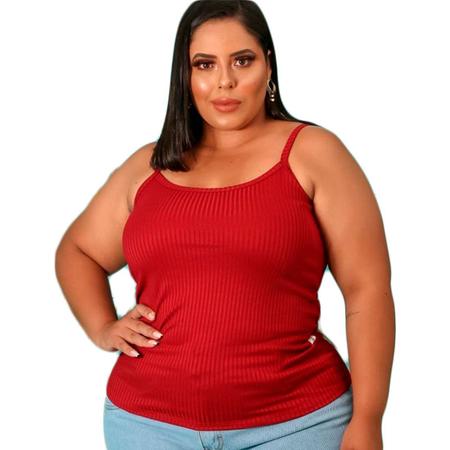 Blusa Feminina Plus Size Canelada Alça Fina Decote Redondo - Useconf - Blusas  Femininas - Magazine Luiza