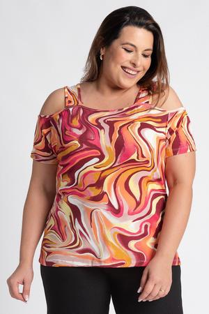 Blusa Feminina Plus Size Visco Estampada Alças - Serena