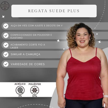 Imagem de Blusa Feminina Regata Alcinha Suede Corte a Fio Plus Size Soltinha