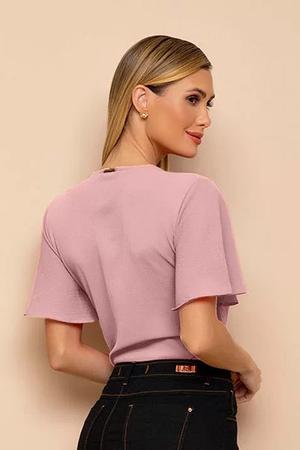 Imagem de Blusa feminina Rosê Crepe Mangas Evasê