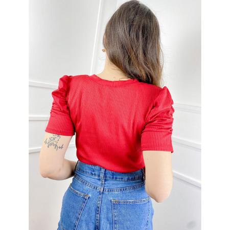 Blusa feminina Tecido canelado manga curta princesa drapeada gola rasa classica - Filó Modas Imagem de Blusa feminina Tecido canelado manga curta princesa drapeada gola rasa classica