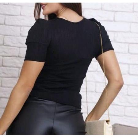 Blusa feminina tecido canelado manga curta princesa - Filó Modas Imagem de Blusa feminina tecido canelado manga curta princesa