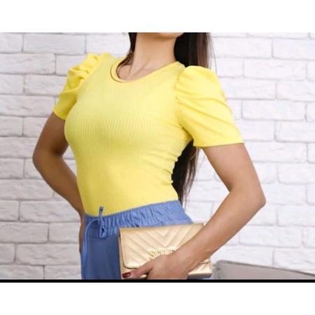 Blusa feminina tecido canelado manga curta princesa - Filó Modas Imagem de Blusa feminina tecido canelado manga curta princesa