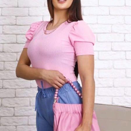 Blusa feminina tecido canelado manga curta princesa - Filó Modas Imagem de Blusa feminina tecido canelado manga curta princesa