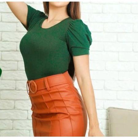 Blusa feminina tecido canelado manga curta princesa - Filó Modas Imagem de Blusa feminina tecido canelado manga curta princesa