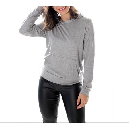 Imagem de Blusa feminina viscolycra com capuz manga longa canguru moda feminina