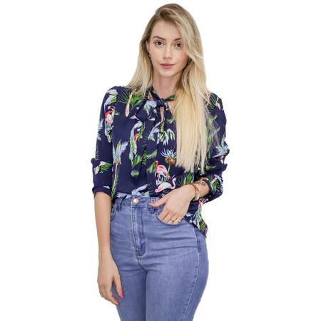 Feminino Novo Flamingo Imprimir Camisas Blusa De Mangas Compridas