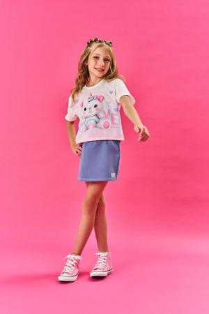 Blusa Infantil Cinti Verão Branca Ursinha Arco Íris Imagem de Blusa Infantil Cinti Verão Branca Ursinha Arco Íris